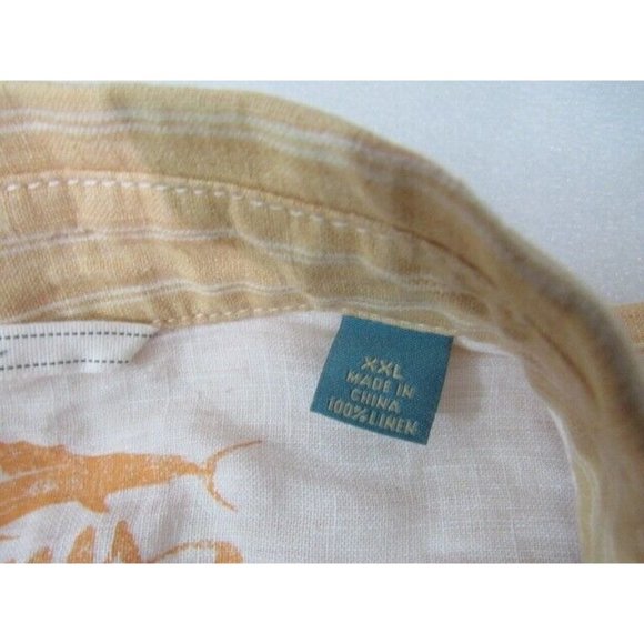 Tommy Bahama Relax Yellow Stripe Linen Button Down Shirt XXL/TG - Picture 7 of 7